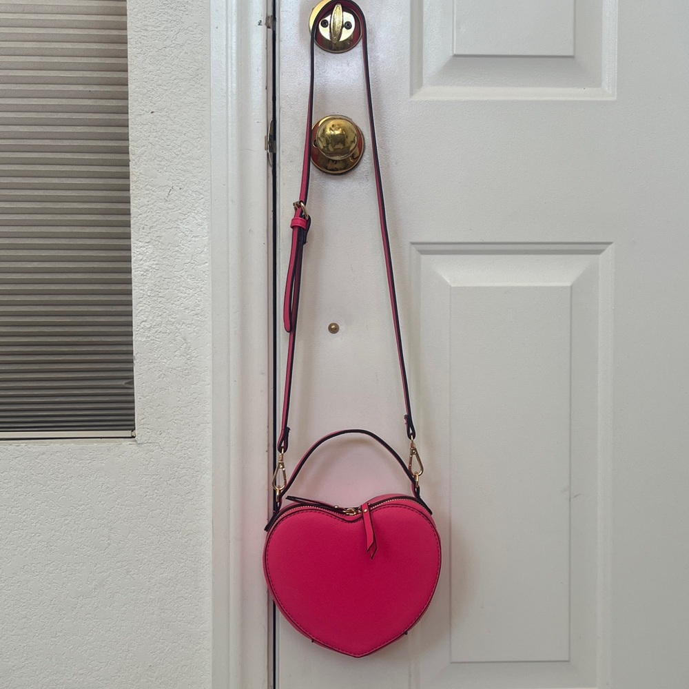 Happy V Day. Vibrant Pink Heart Crossbody Bag. You, your daughter & her bestie.